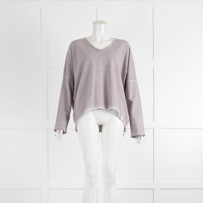 Henri Christ Grey Pink Marl V Neck Jumper