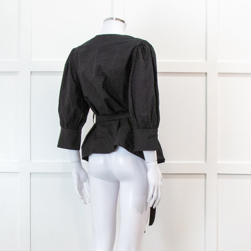 Iris & Ink Black Cotton Wrap Shirt with Belt