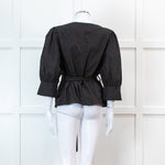 Iris & Ink Black Cotton Wrap Shirt with Belt