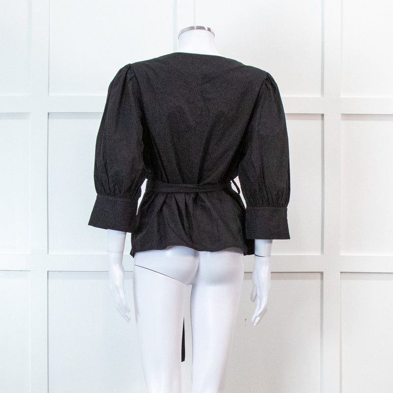 Iris & Ink Black Cotton Wrap Shirt with Belt