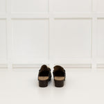 Russell & Bromley Black Clogs With Gold Chain