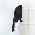 Iris & Ink Black Cotton Wrap Shirt with Belt