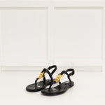 Victoria Beckham Black T Bar Watch Chain Sandals