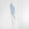 Christian Dior Thin Knit Blue White Stripe Cardigan Gold  Buttons