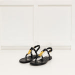 Victoria Beckham Black T Bar Watch Chain Sandals