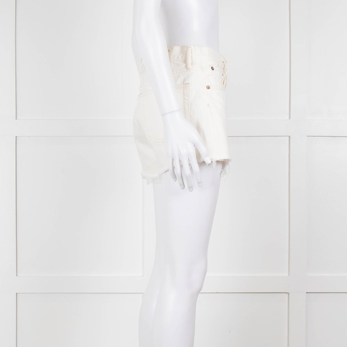 Agolde Cream Denim Raw Edge Parker Shorts