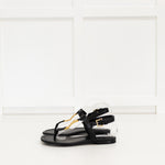 Victoria Beckham Black T Bar Watch Chain Sandals