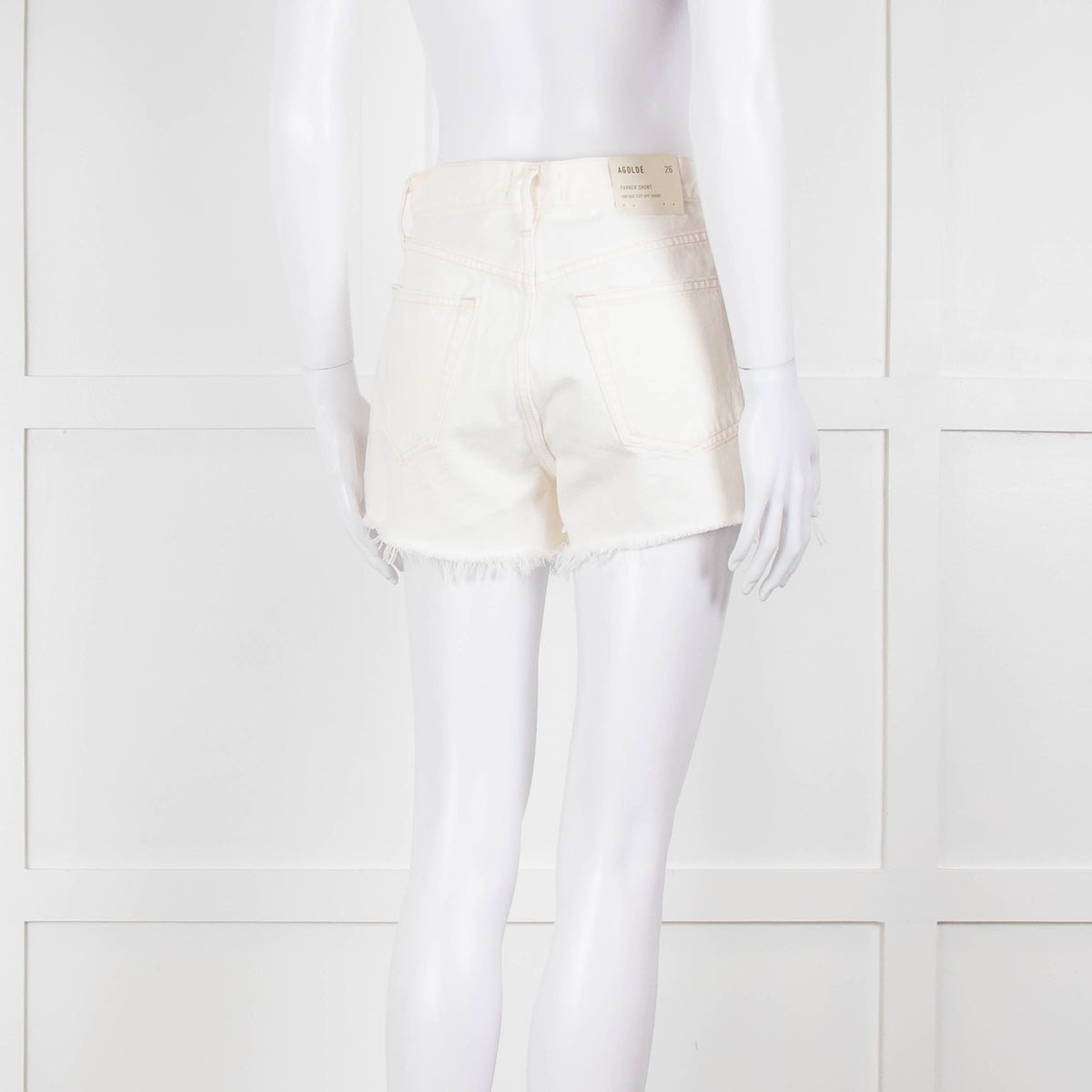 Agolde Cream Denim Raw Edge Parker Shorts