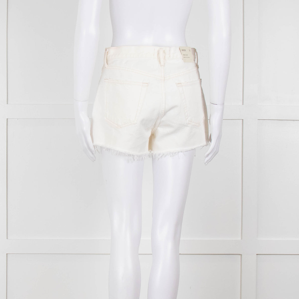 Agolde Cream Denim Raw Edge Parker Shorts