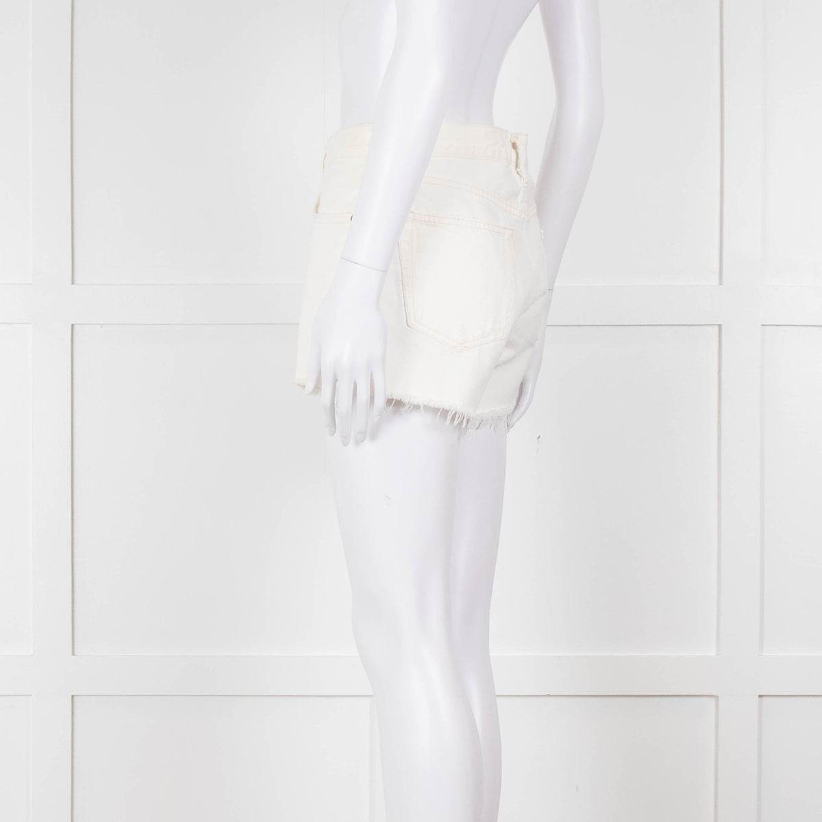 Agolde Cream Denim Raw Edge Parker Shorts