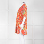 Etro Orange Turquoise Floral Cotton Tunic Top