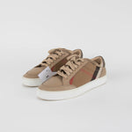 Burberry Beige Leather + Canvas Trainers