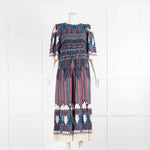 Ba&sh Blue Burgundy Cream Mandie Dress