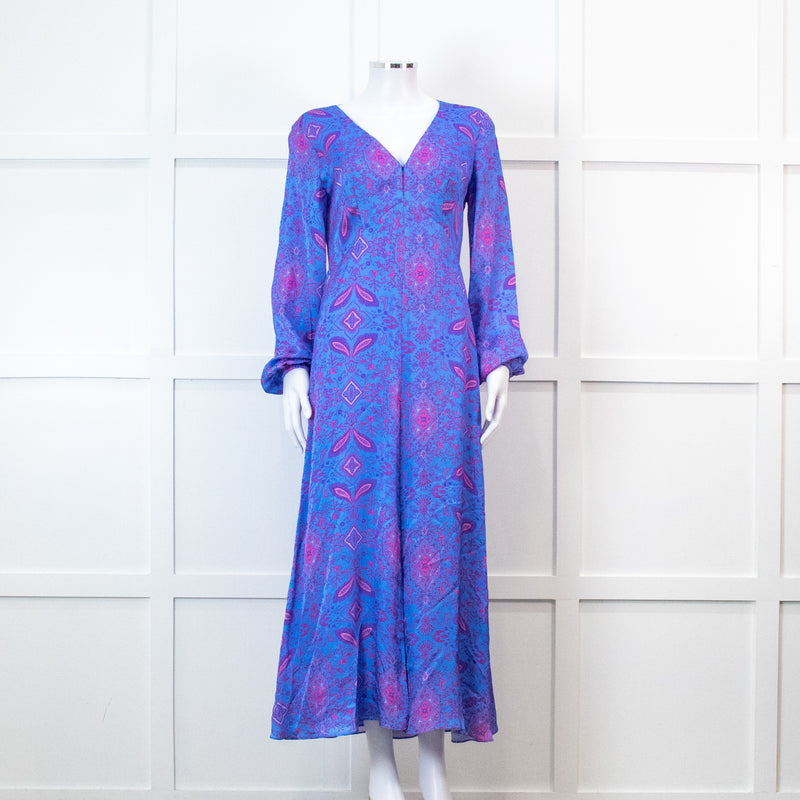 Aspiga Blue And Pink Paisley Tie Back Maxi Dress
