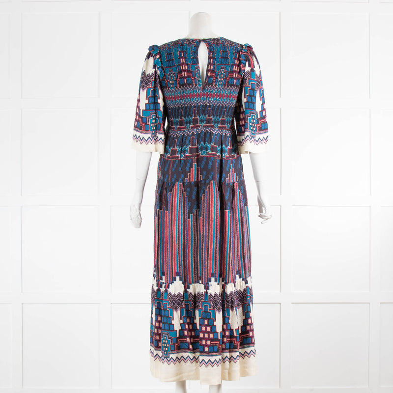 Ba&sh Blue Burgundy Cream Mandie Dress
