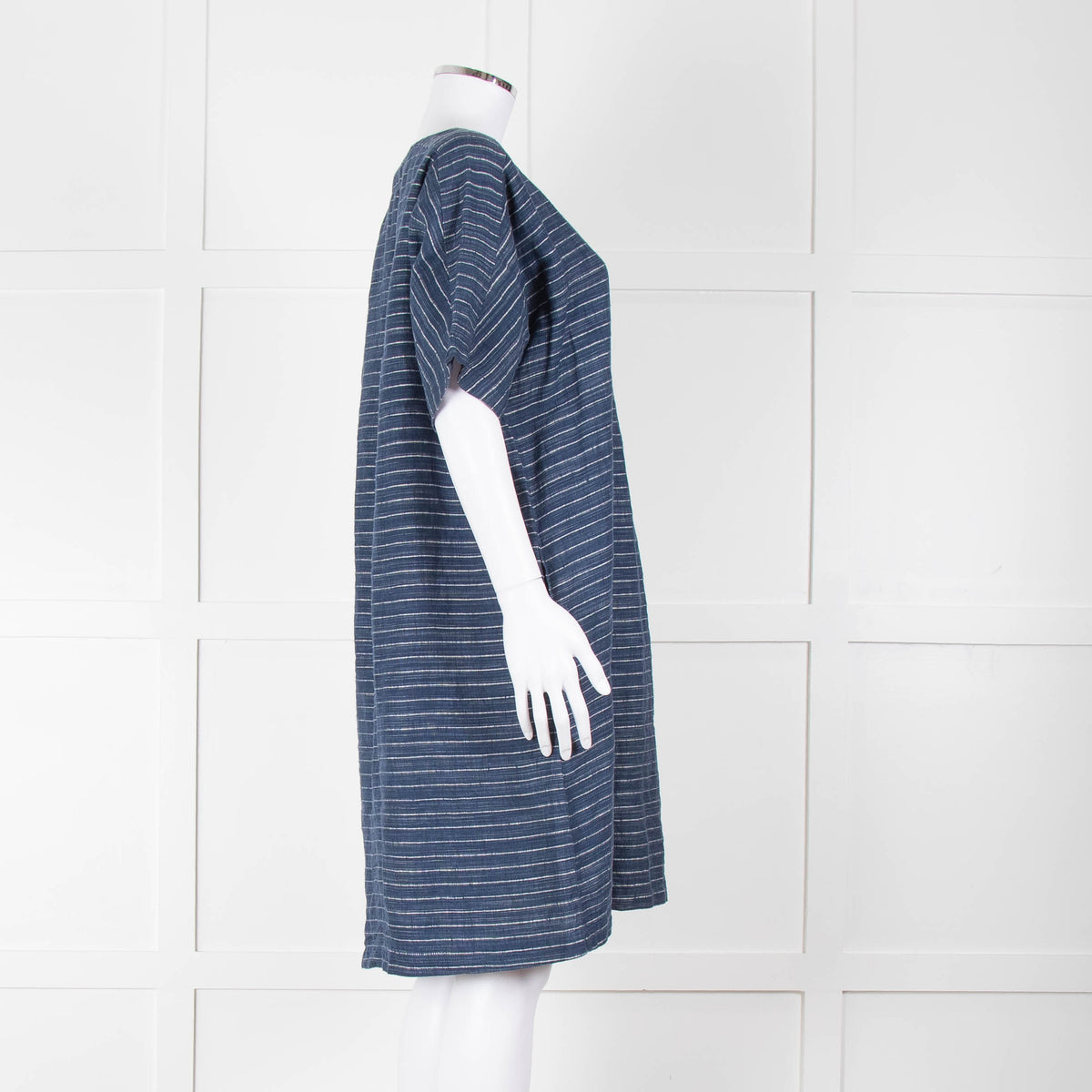 Eileen Fisher Blue White Striped Linen Dress