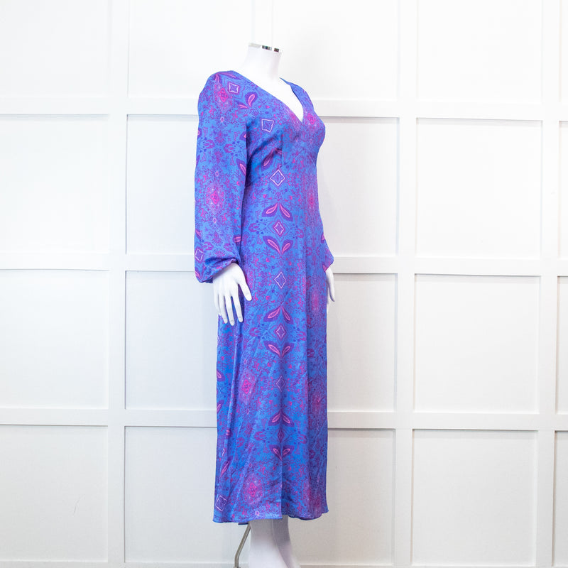 Aspiga Blue And Pink Paisley Tie Back Maxi Dress