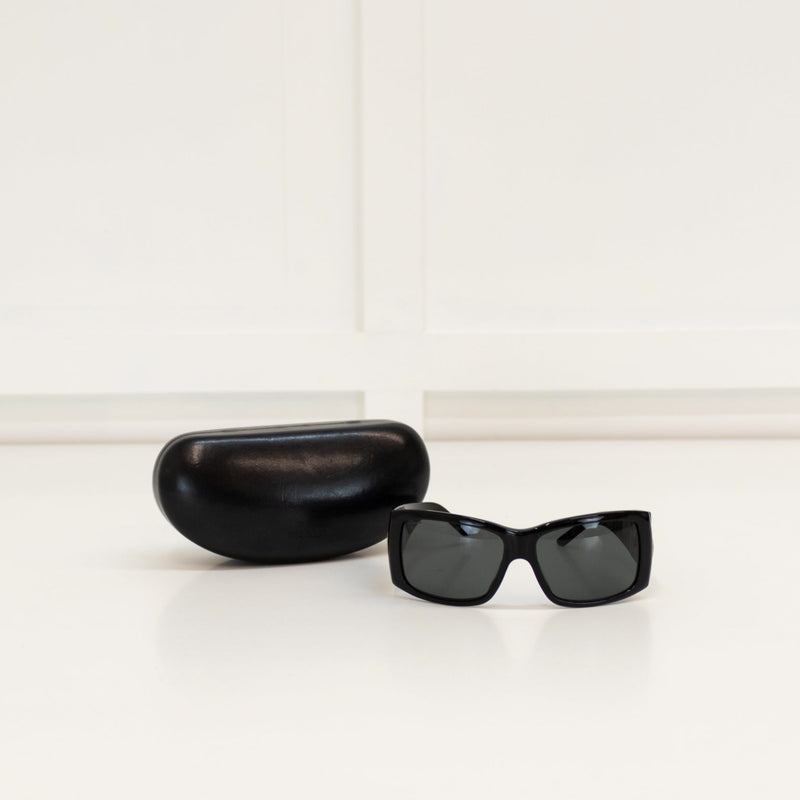 Prada Black Logo Wrap Around Sunglasses