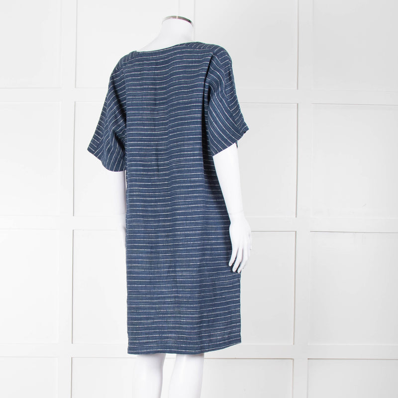 Eileen Fisher Blue White Striped Linen Dress