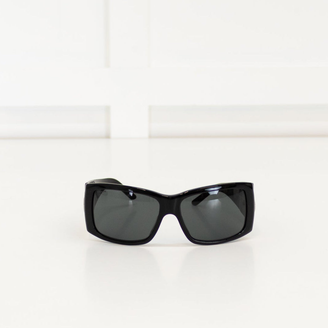 Prada Black Logo Wrap Around Sunglasses