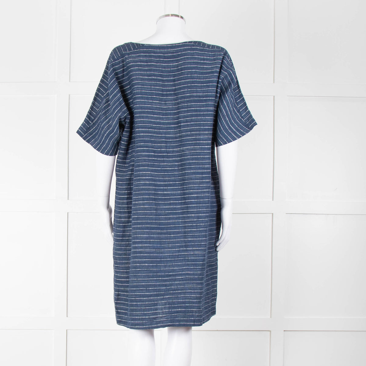 Eileen Fisher Blue White Striped Linen Dress