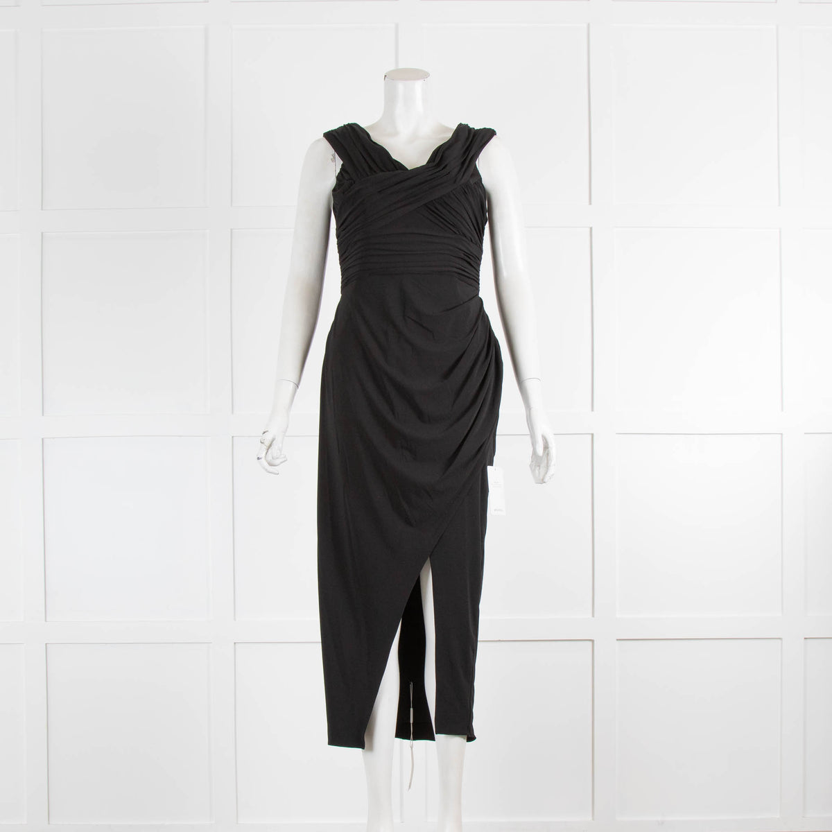 self portrait crossover midi dress Self-Portrait Black Crossover Midi Dress – Phoenix Style