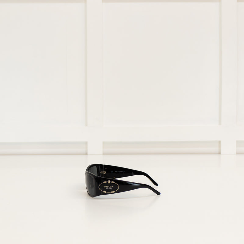 Prada Black Logo Wrap Around Sunglasses