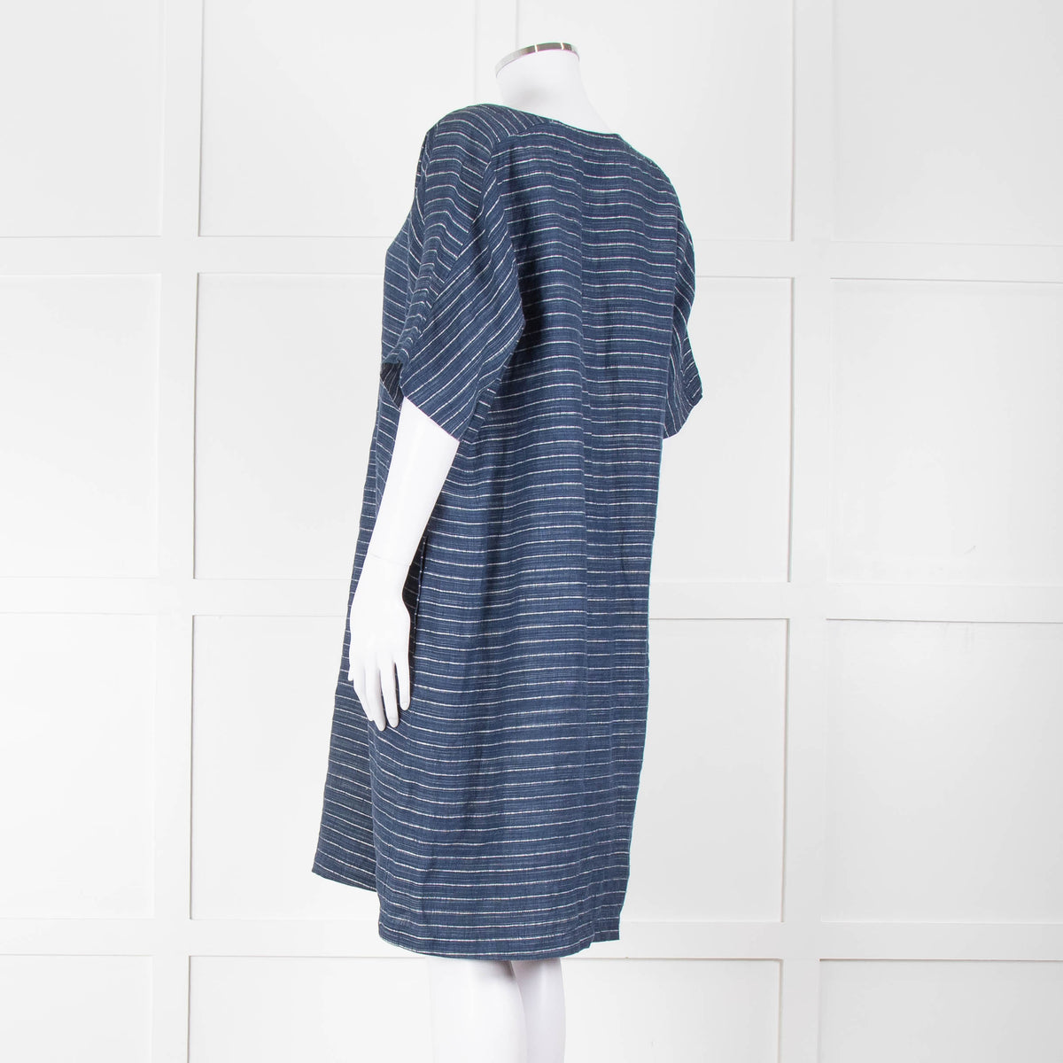 Eileen Fisher Blue White Striped Linen Dress