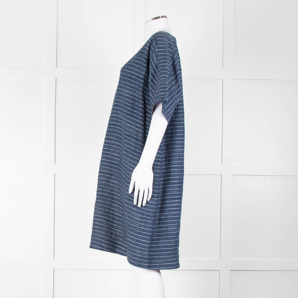 Eileen Fisher Blue White Striped Linen Dress