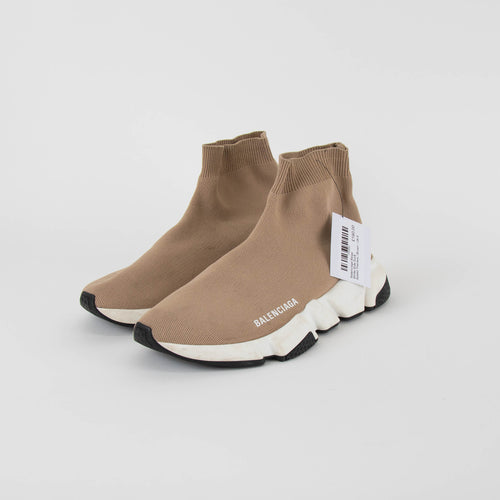Balenciaga Beige White Sole Sock Speed Trainers