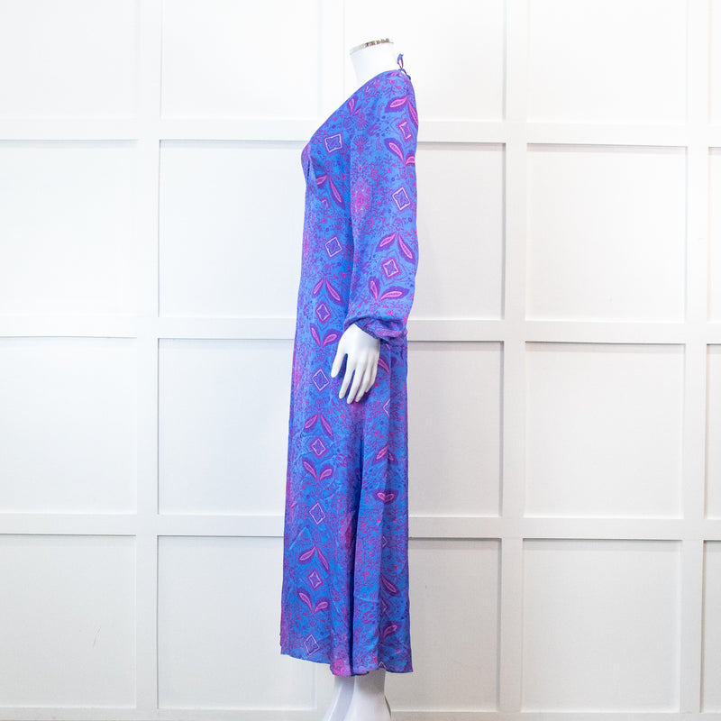 Aspiga Blue And Pink Paisley Tie Back Maxi Dress