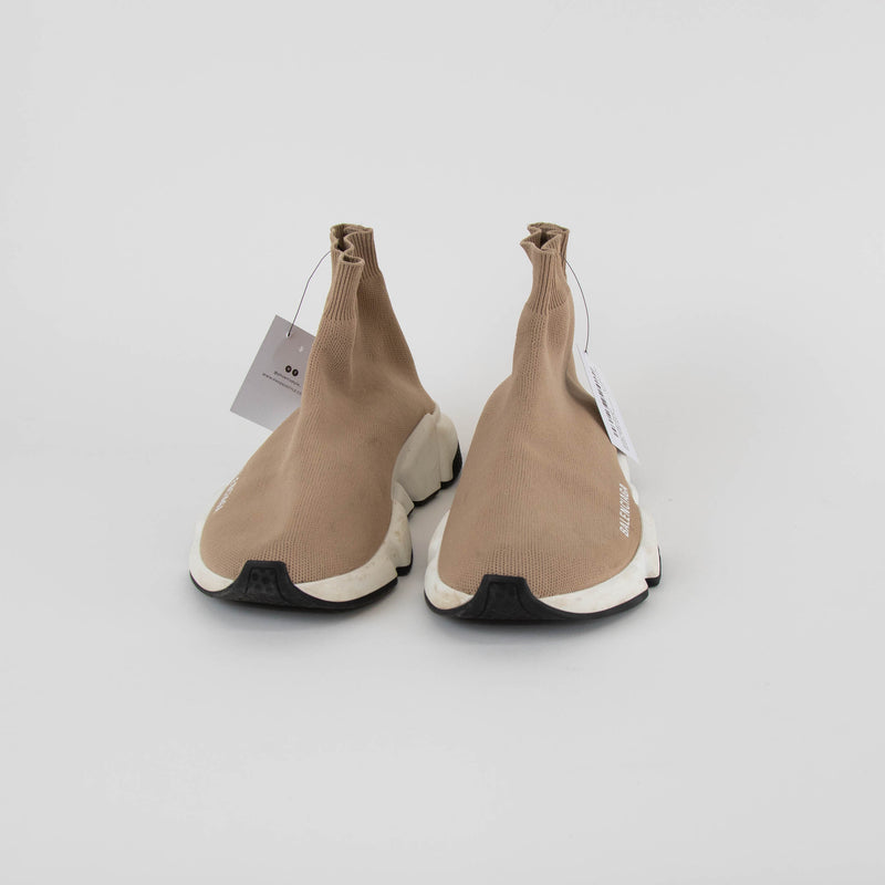 Balenciaga Beige White Sole Sock Speed Trainers