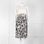 Max Mara Cream Black Floral Bottom Sleeveless Dress