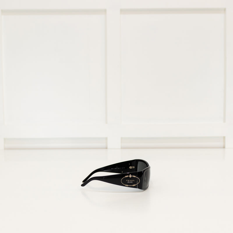 Prada Black Logo Wrap Around Sunglasses