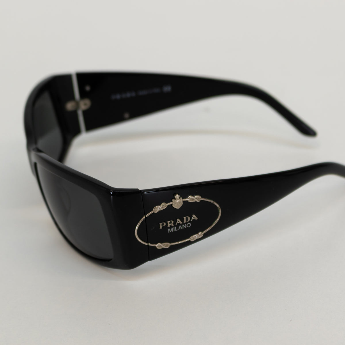 Prada Black Logo Wrap Around Sunglasses