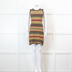 Missoni Green And Orange Knit Cut Away Mini Dress
