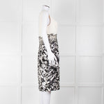 Max Mara Cream Black Floral Bottom Sleeveless Dress