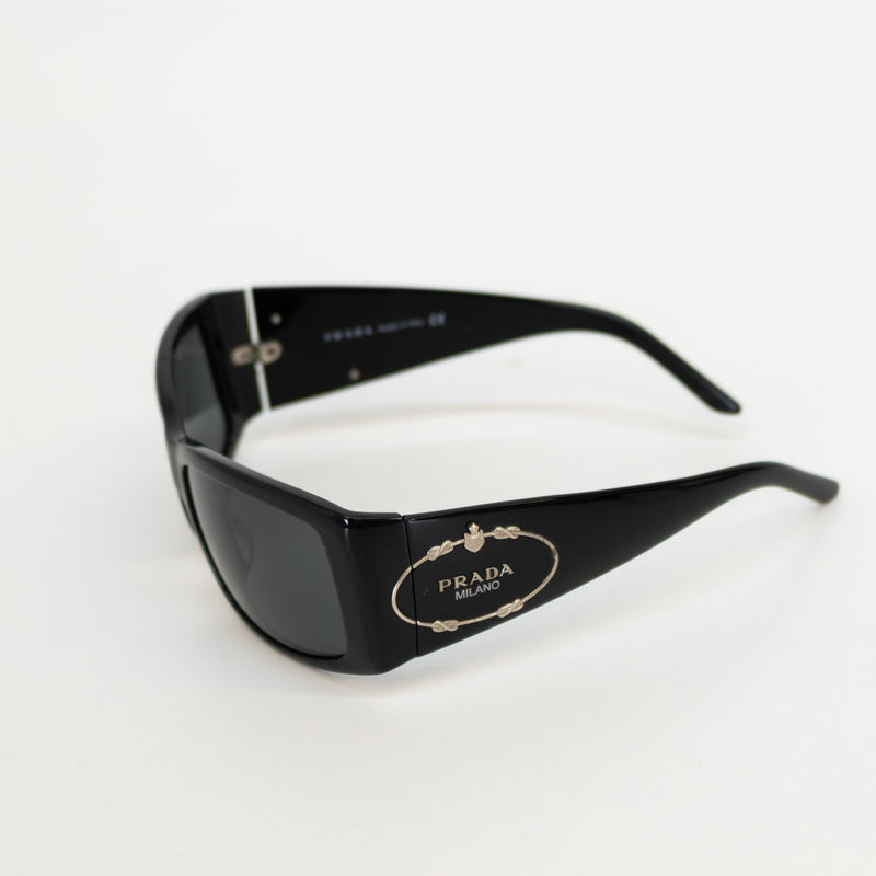 Prada Black Logo Wrap Around Sunglasses