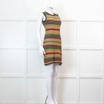Missoni Green And Orange Knit Cut Away Mini Dress