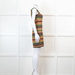 Missoni Green And Orange Knit Cut Away Mini Dress