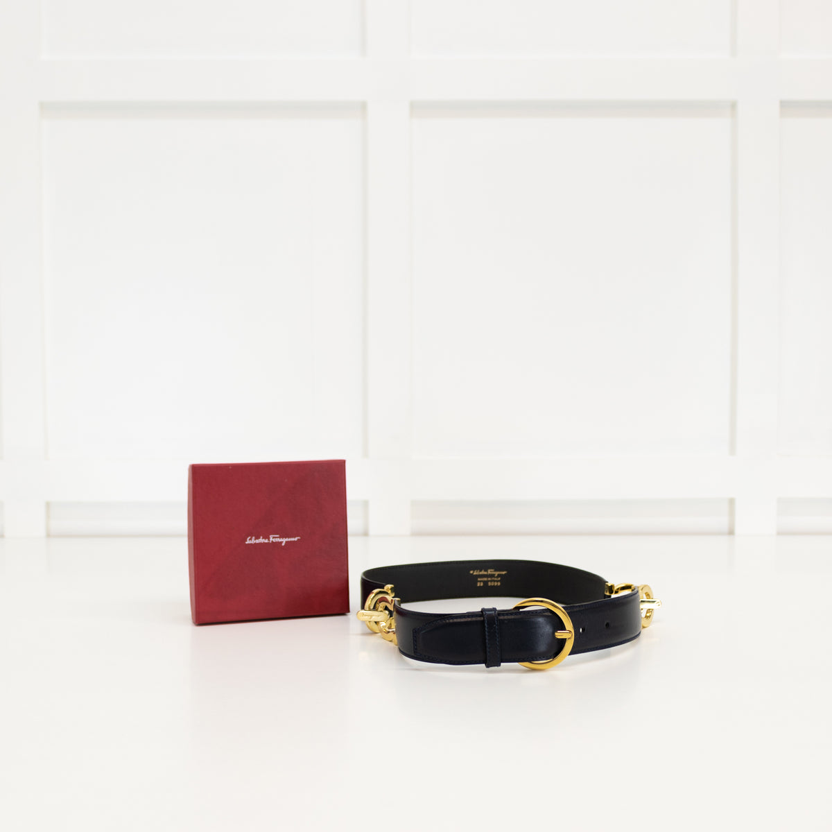 Salvatore Ferragamo Black Double Gancini Bit Belt