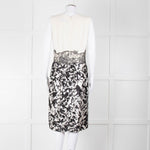 Max Mara Cream Black Floral Bottom Sleeveless Dress