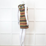 Missoni Green And Orange Knit Cut Away Mini Dress