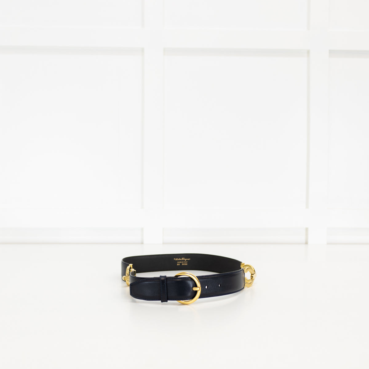 Salvatore Ferragamo Black Double Gancini Bit Belt
