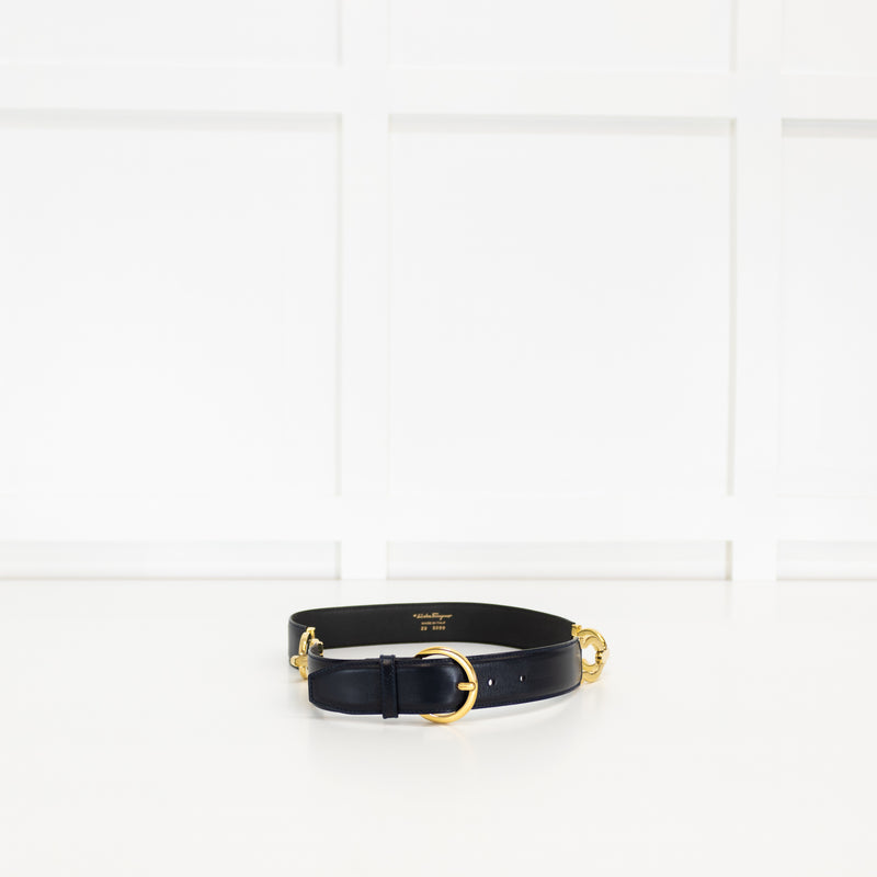 Salvatore Ferragamo Black Double Gancini Bit Belt