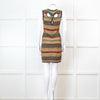 Missoni Green And Orange Knit Cut Away Mini Dress