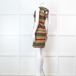 Missoni Green And Orange Knit Cut Away Mini Dress