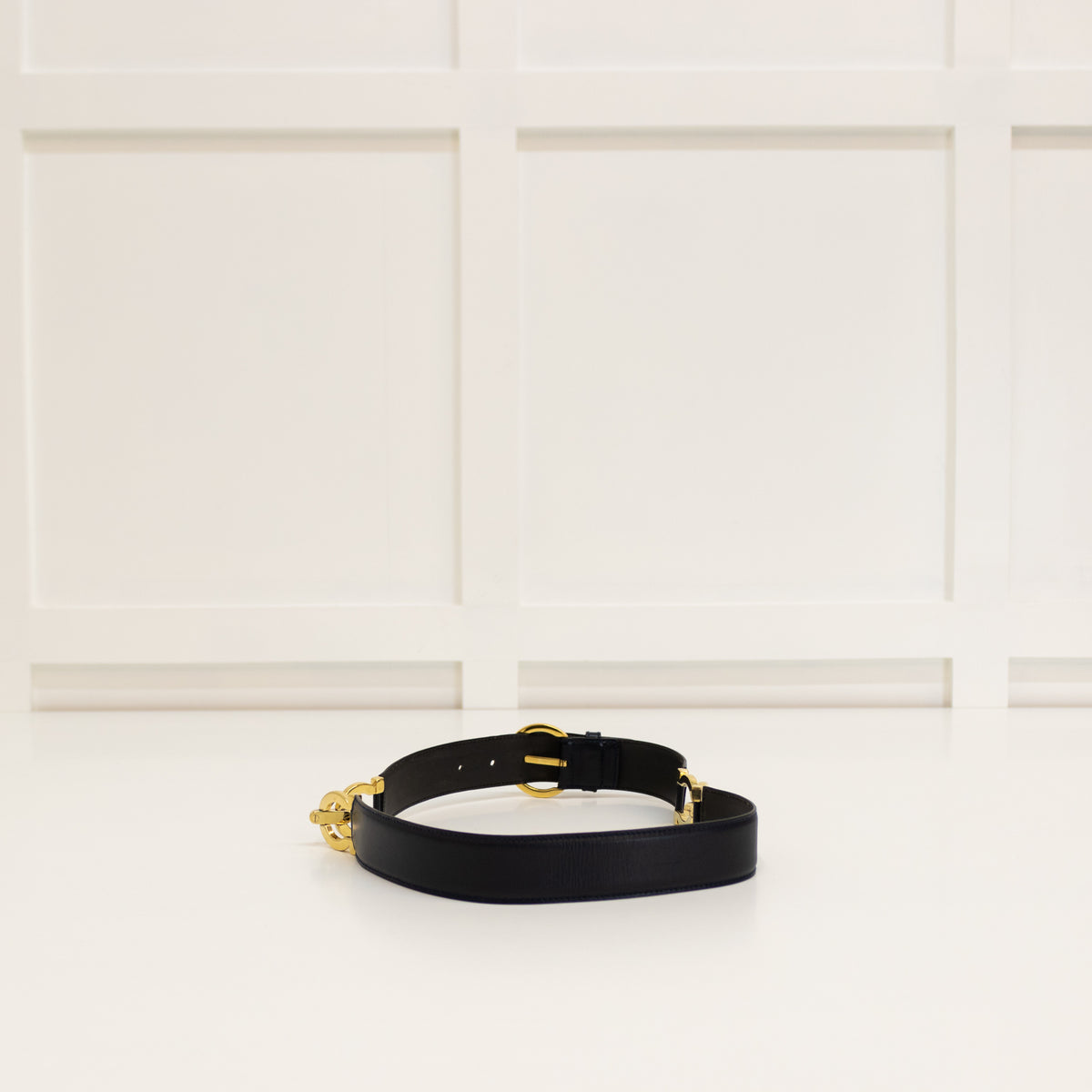 Salvatore Ferragamo Black Double Gancini Bit Belt