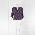 Joie Navy White Triangle Print 3/4 Sleeve Top