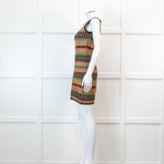 Missoni Green And Orange Knit Cut Away Mini Dress